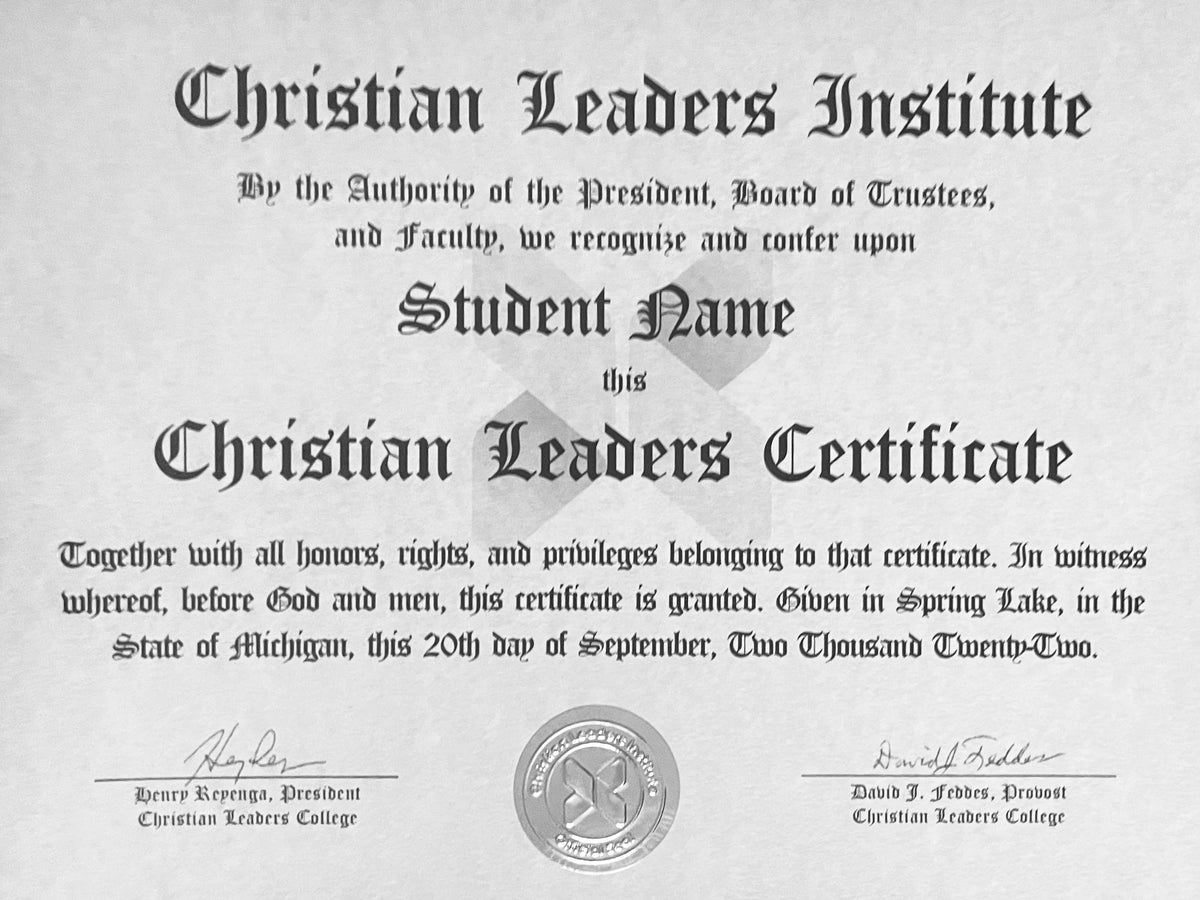 Commissioned Pastoral Certificate Christian Leaders Ministries