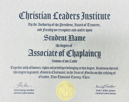 Associate of Chaplaincy Degree $30.00