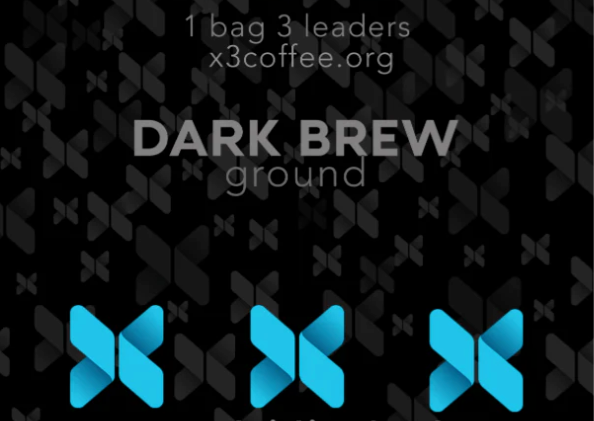 Inscribed x3 Coffee dark roast ground coffee front view