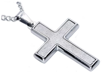 Men’s sandblasted stainless steel cross pendant with matte texture
