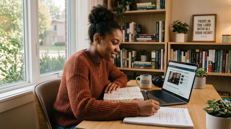 Christian Ministry Student showing online correspondence.