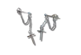 Pair of cross-shaped earrings with simple metal design