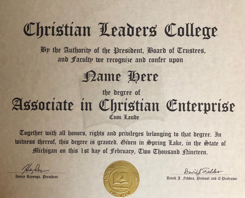 Associate in Christian Enterprise Degree