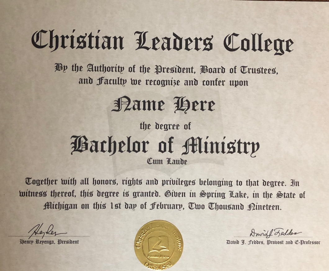 Bachelor of Ministry Degree