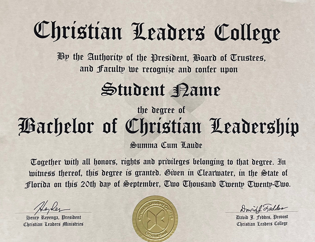 Bachelor of Christian Living $30.00