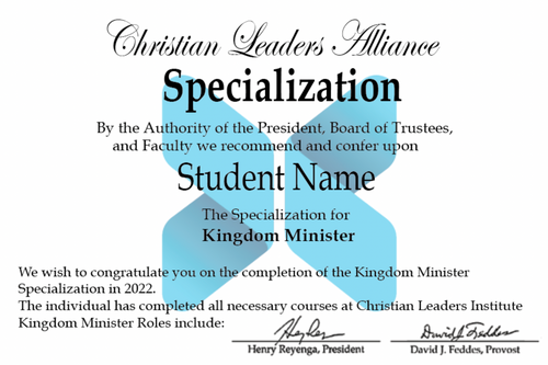 Ordained Associate Minister Specialization