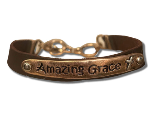 Amazing Grace Bracelet with a John 3:16 Leather Bracelet Option